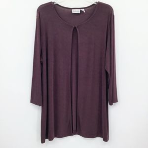 Chico's Travelers womens mauve open cardigan Size 3 (XL-16) slinky knit